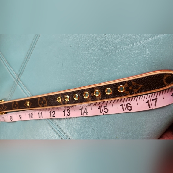 LOUIS VUITTON Brown Gold LV Monogram Canvas Baxter Tag 18" Dog Choker Collar NIB - Picture 13 of 16